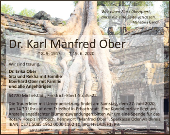 Traueranzeige von Karl Manfred Ober von vrm-trauer