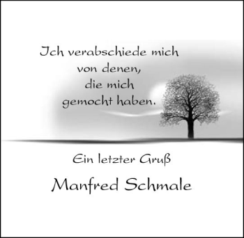 Traueranzeige von Manfred Schmale von vrm-trauer
