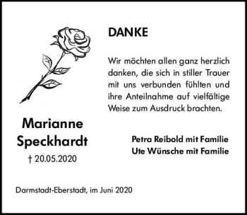 Traueranzeige von Marianne Speckhardt von vrm-trauer