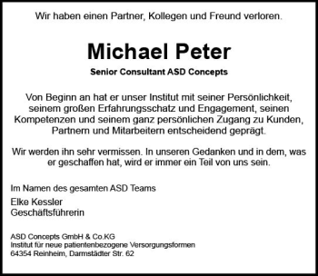 Traueranzeige von Michael Peter von vrm-trauer