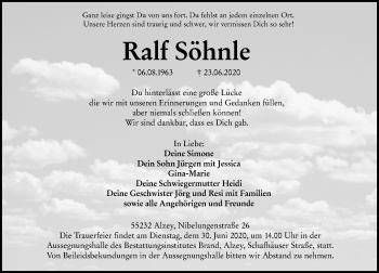Traueranzeige von Ralf Söhnle von vrm-trauer