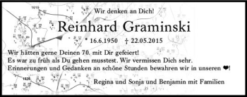 Traueranzeige von Reinhard Graminski von vrm-trauer