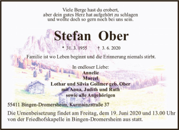 Traueranzeige von Stefan Ober von vrm-trauer