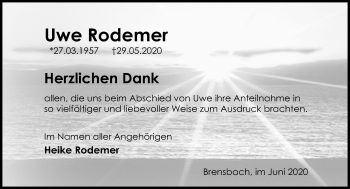 Traueranzeige von Uwe Rodemer von vrm-trauer