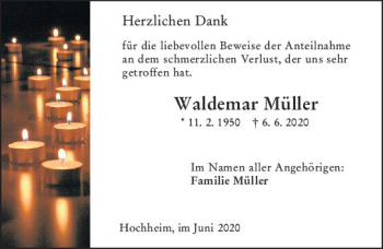 Traueranzeige von Waldemar Müller von vrm-trauer