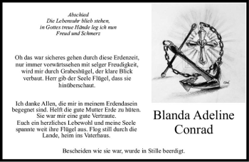 Traueranzeige von Blanda Adeline Conrad von vrm-trauer