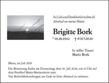 Traueranzeige von Brigitte Bork von vrm-trauer
