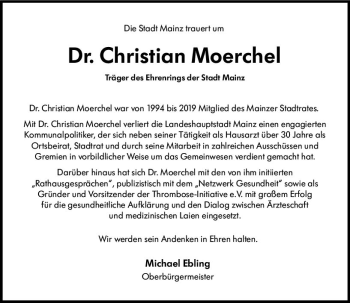 Traueranzeige von Christian Moerchel von vrm-trauer
