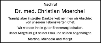 Traueranzeige von Christian Moerchel von vrm-trauer