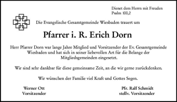 Traueranzeige von Erich Dorn von vrm-trauer