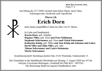 Traueranzeige von Erich Dorn von vrm-trauer