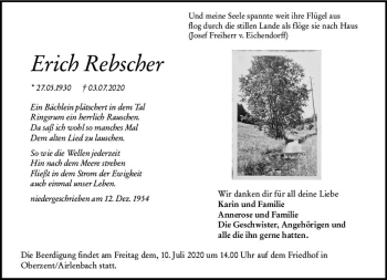 Traueranzeige von Erich Rebscher von vrm-trauer