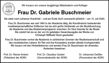 Traueranzeige von Gabriele Buschmeier von vrm-trauer