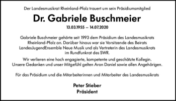 Traueranzeige von Gabriele Buschmeier von vrm-trauer