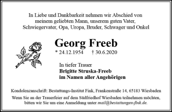 Traueranzeige von Georg Freeb von vrm-trauer