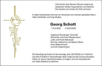 Traueranzeige von Georg Schott von vrm-trauer