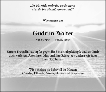Traueranzeige von Gudrun Walter von vrm-trauer