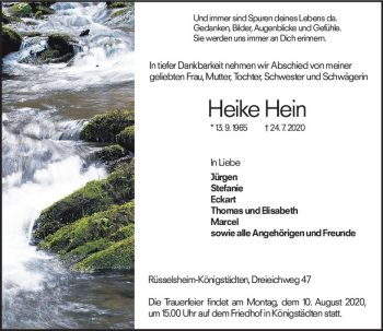 Traueranzeige von Heike Hein von vrm-trauer