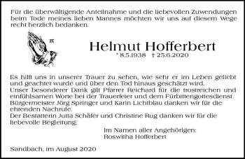 Traueranzeige von Helmut Hofferbert von vrm-trauer