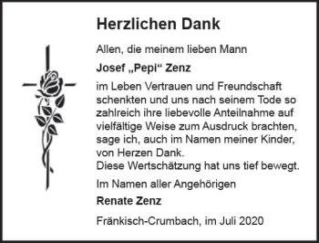 Traueranzeige von Josef Zenz von vrm-trauer
