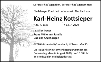 Traueranzeige von Karl-Heinz Kottsieper von vrm-trauer