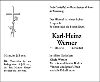 Traueranzeige von Karl-Heinz Werner von vrm-trauer