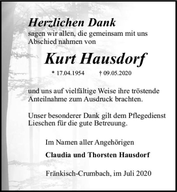 Traueranzeige von Kurt Hausdorf von vrm-trauer