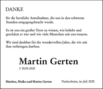 Traueranzeige von Martin Gerten von vrm-trauer