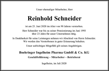 Traueranzeige von Reinhold Schneider von vrm-trauer
