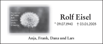 Traueranzeige von Rolf Eisel von vrm-trauer