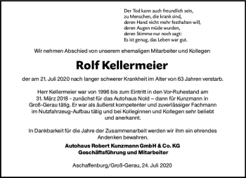 Traueranzeige von Rolf Kellermeier von vrm-trauer