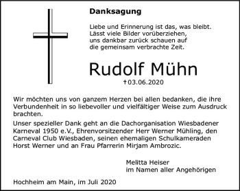 Traueranzeige von Rudolf Mühn von vrm-trauer