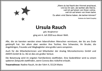 Traueranzeige von Ursula Rauch von vrm-trauer