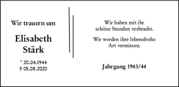 Traueranzeige von Elisabeth Stärk von vrm-trauer