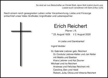 Traueranzeige von Erich Reichert von vrm-trauer