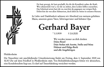 Traueranzeige von Gerhard Bayer von vrm-trauer