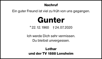 Traueranzeige von Gunter  von vrm-trauer