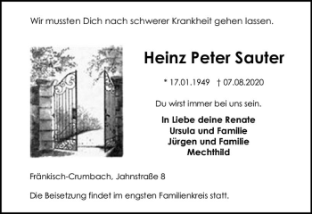 Traueranzeige von Heinz Sauter von vrm-trauer