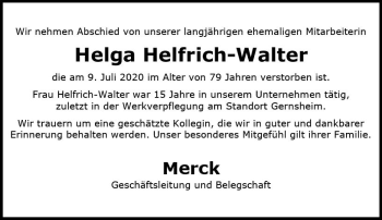 Traueranzeige von Helga Helfrich-Walter von vrm-trauer