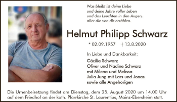 Traueranzeige von Helmut Philipp Schwarz von vrm-trauer