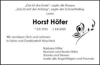 Traueranzeige von Horst Höfer von vrm-trauer