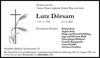 Traueranzeige von Lutz Dörsam von vrm-trauer