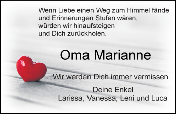 Traueranzeige von Marianne  von vrm-trauer