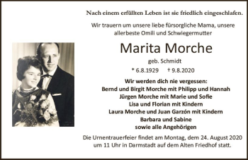 Traueranzeige von Marita Morche von vrm-trauer