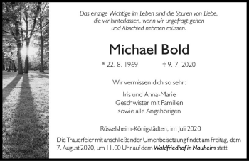Traueranzeige von Michael Bold von vrm-trauer