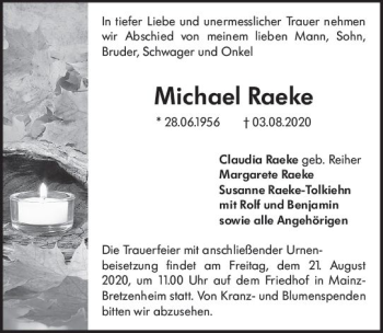 Traueranzeige von Michael Raeke von vrm-trauer