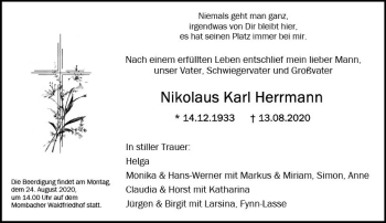 Traueranzeige von Nikolaus Karl Herrmann von vrm-trauer