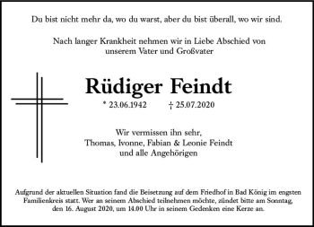 Traueranzeige von Rüdiger Feindt von vrm-trauer