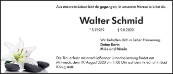 Traueranzeige von Walter Schmid von vrm-trauer