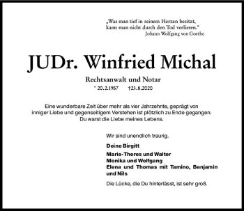 Traueranzeige von Winfried Michal von vrm-trauer